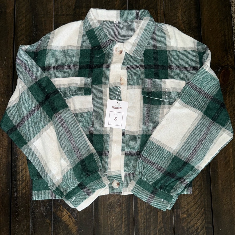 Green/white fleece flannel